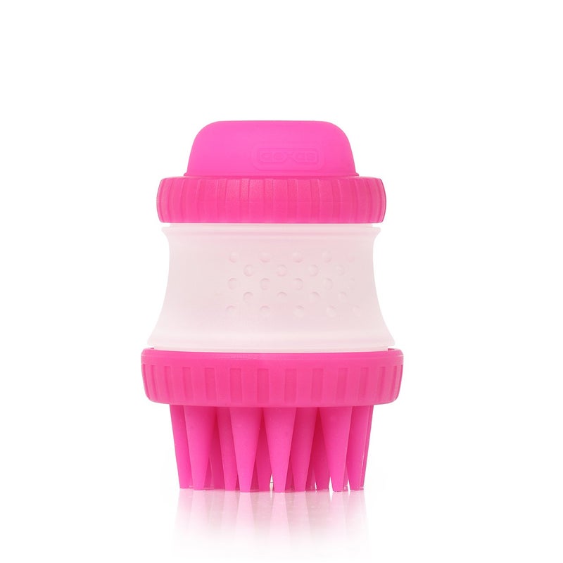 Dexas ScrubBuster Silicone Dog Washing Brush with Built-in Shampoo Reservoir, Pink - Image 1